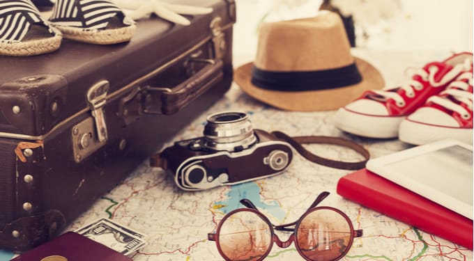 stock image of travel items