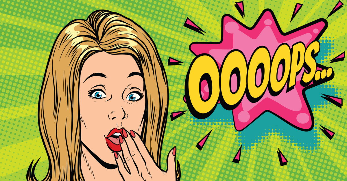 Woman saying Opps - comic style cartoon