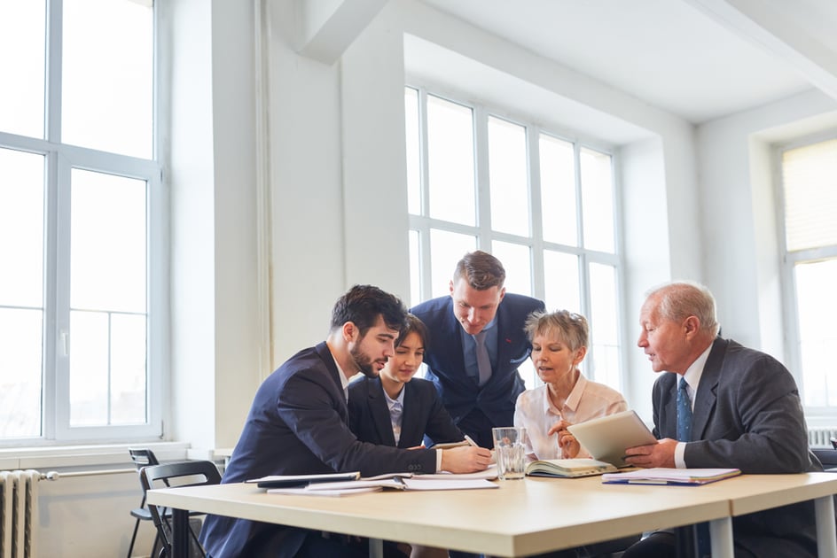 team of coworkers working together