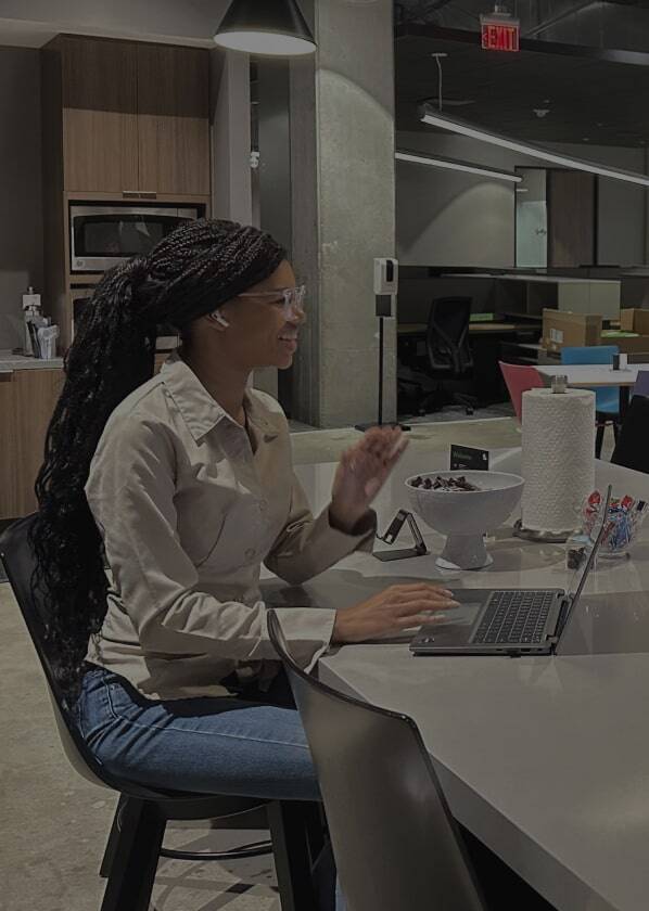 Woman working on a laptop