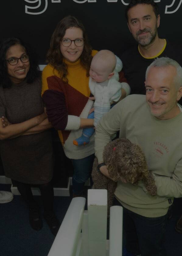 Group with baby and dog