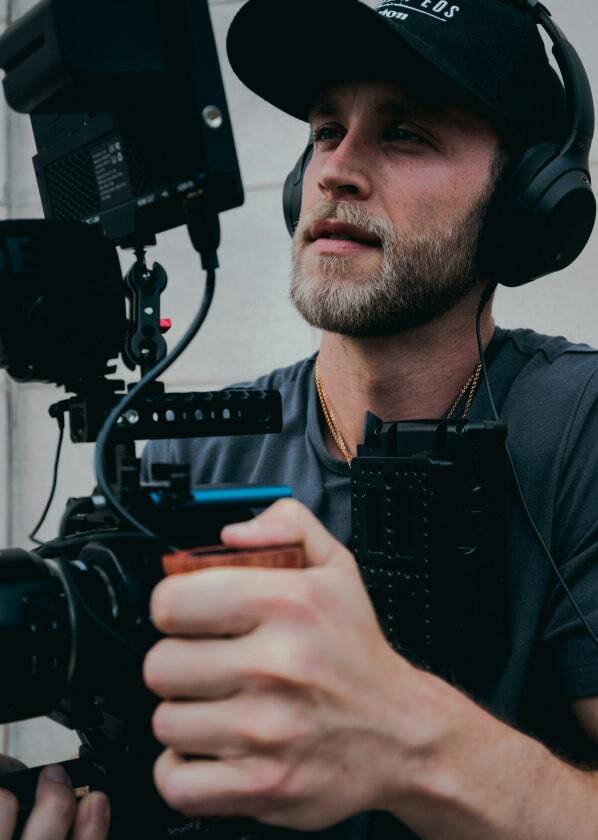 Man filming with professional camera