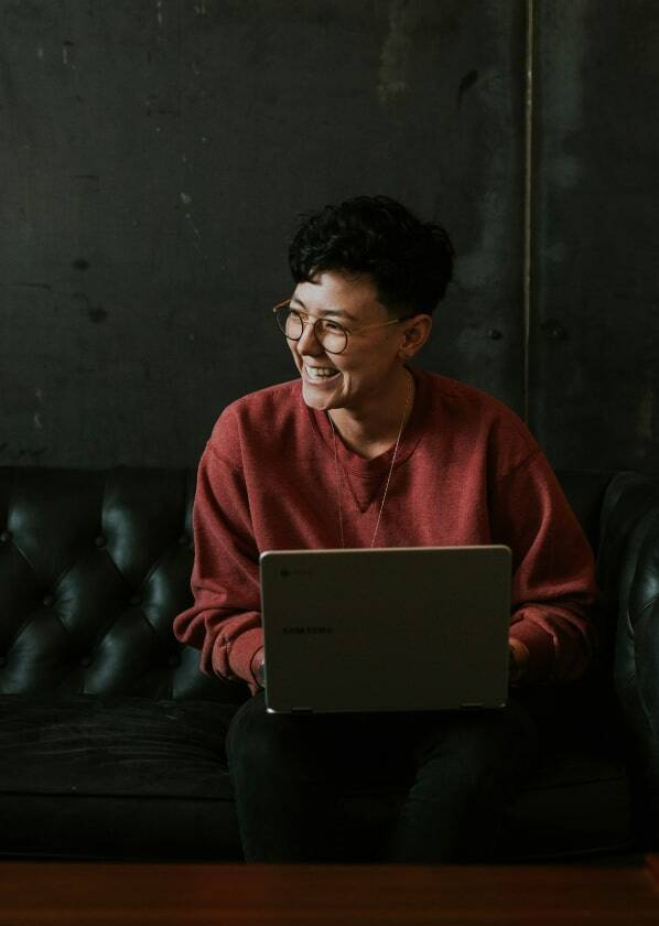 Man working on a laptop